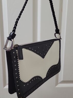 Dior Black and Cream Leather Shoulder Bag with Braided Strap
